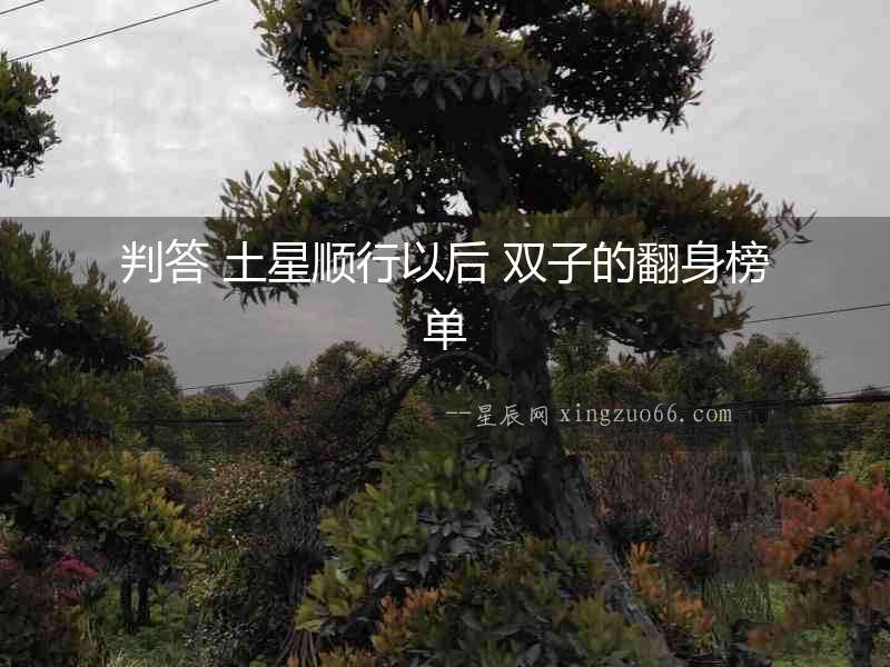 判答 土星順行以后 雙子的翻身榜單