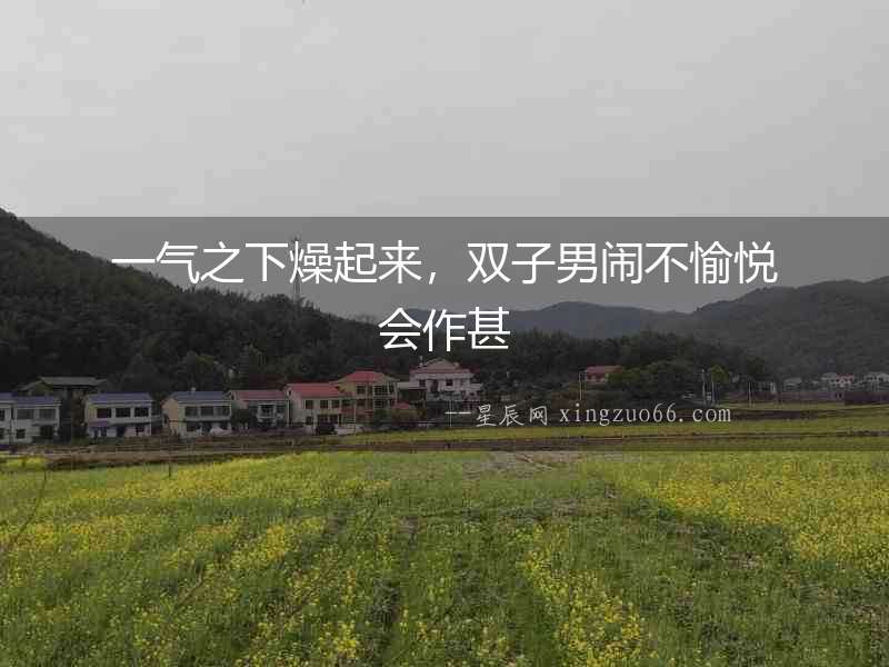 一氣之下燥起來，雙子男鬧不愉悅會作甚