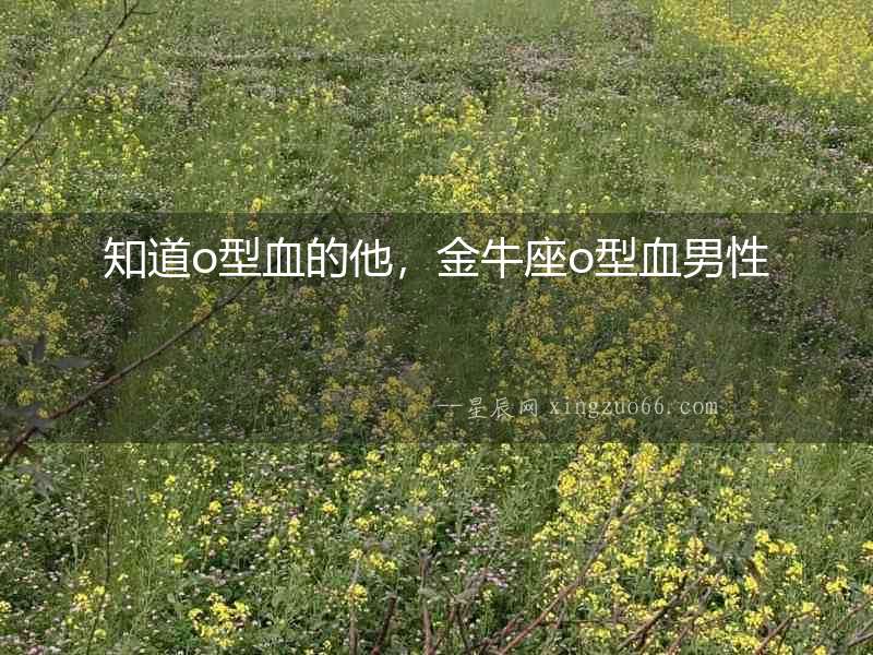 知道o型血的他，金牛座o型血男性