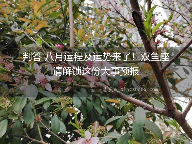 判答 八月運程及運勢來了！雙魚座請解鎖這份大事預報
