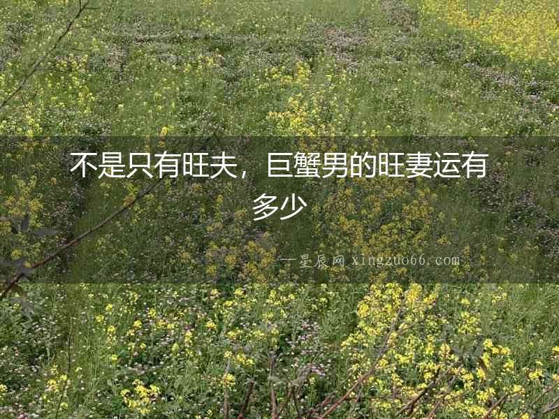 不是只有旺夫，巨蟹男的旺妻運(yùn)有多少