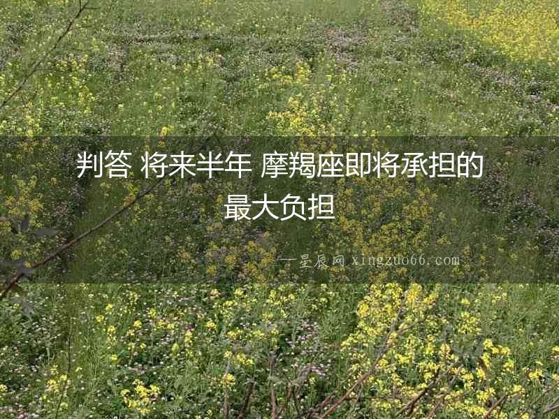 判答 將來半年 摩羯座即將承擔的最大負擔