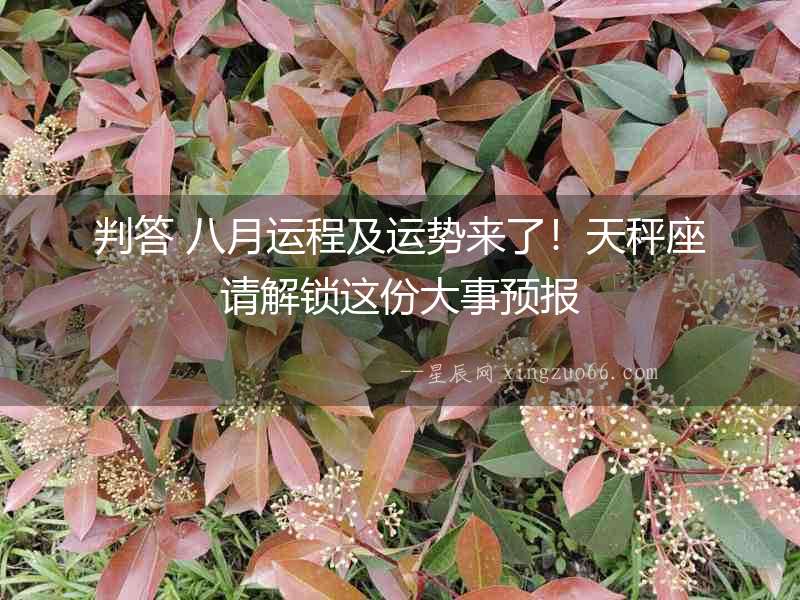 判答 八月運(yùn)程及運(yùn)勢來了！天秤座請解鎖這份大事預(yù)報(bào)