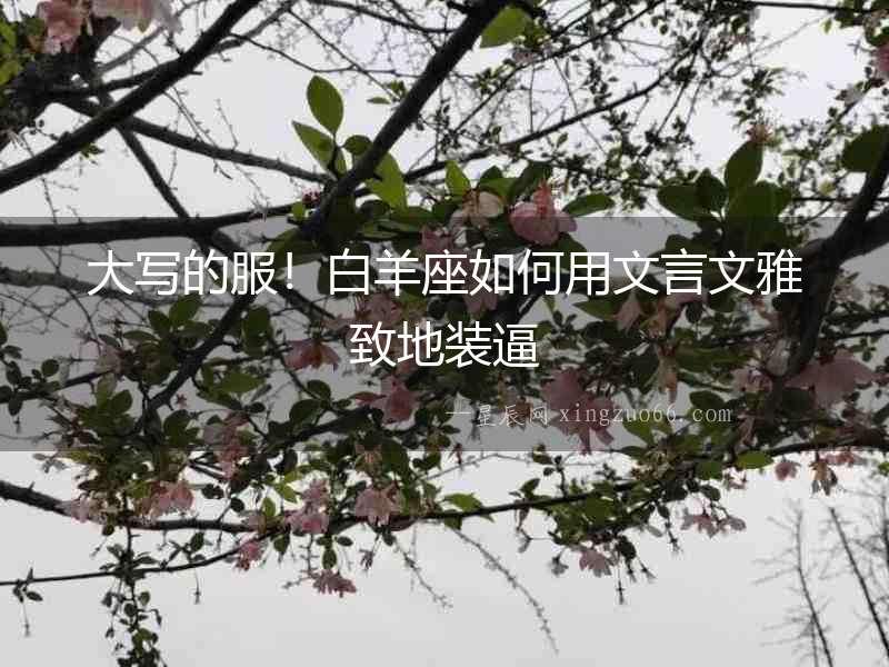 大寫的服！白羊座如何用文言文雅致地裝逼