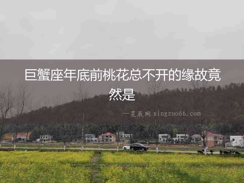巨蟹座年底前桃花總不開的緣故竟然是