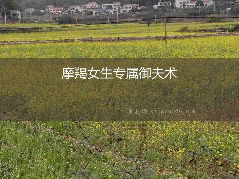 摩羯女生專屬御夫術