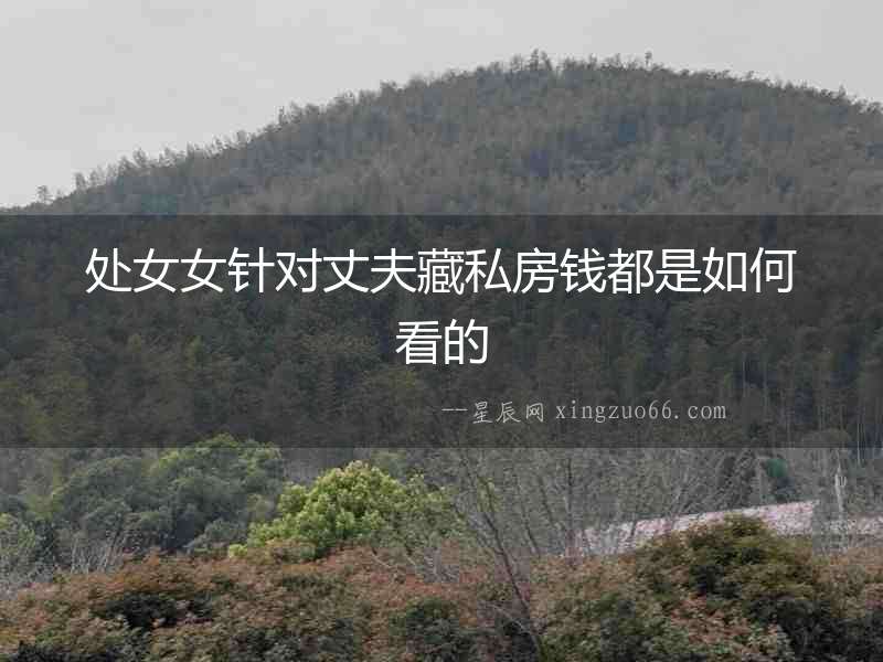 處女女針對丈夫藏私房錢都是如何看的