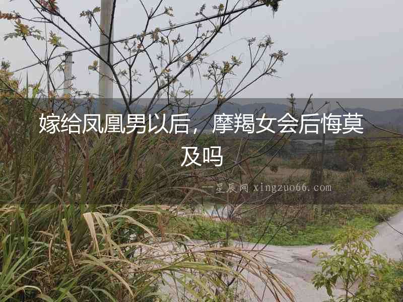 嫁給鳳凰男以后，摩羯女會后悔莫及嗎