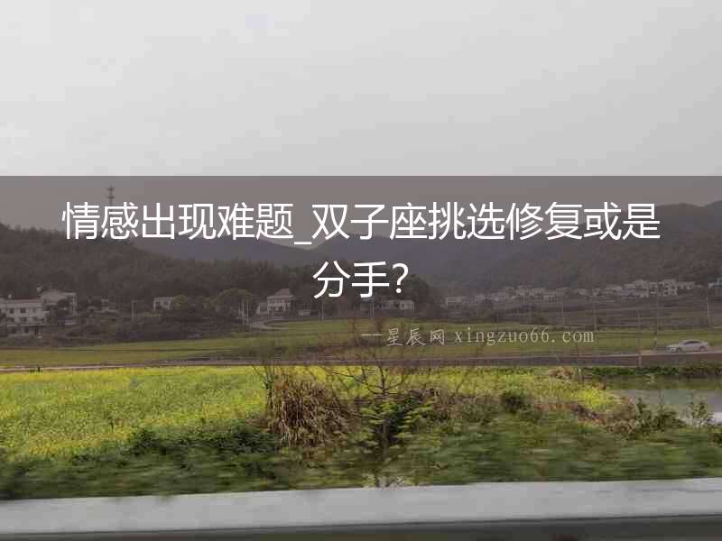 情感出現(xiàn)難題_雙子座挑選修復(fù)或是分手？