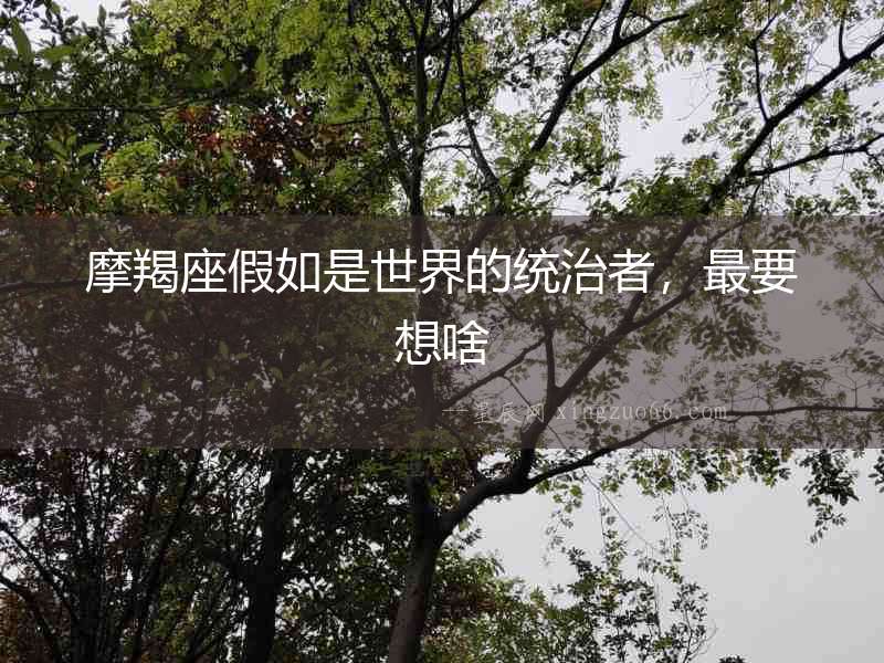 摩羯座假如是世界的統治者，最要想啥