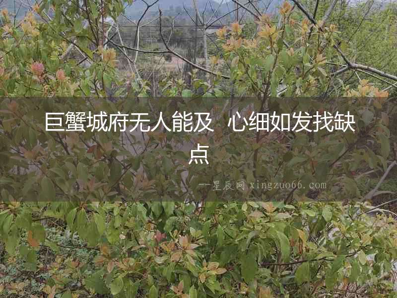 巨蟹城府無人能及  心細如發找缺點