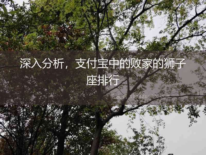 深入分析，支付寶中的敗家的獅子座排行