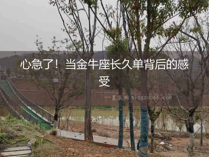 心急了！當金牛座長久單背后的感受