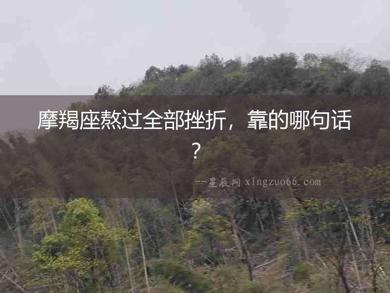 摩羯座熬過全部挫折，靠的哪句話？