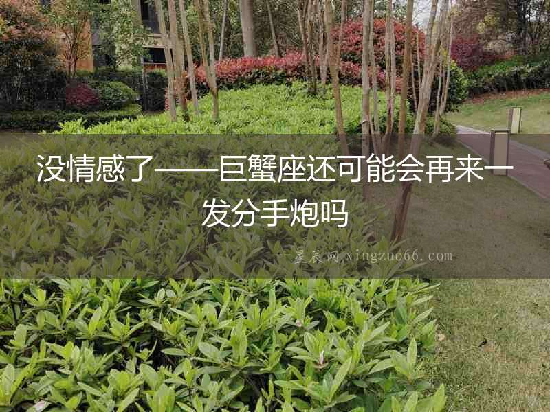 沒情感了——巨蟹座還可能會再來一發分手炮嗎