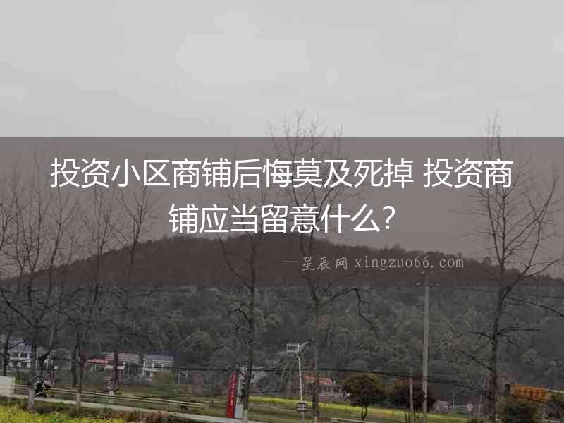 投資小區(qū)商鋪后悔莫及死掉 投資商鋪應當留意什么？