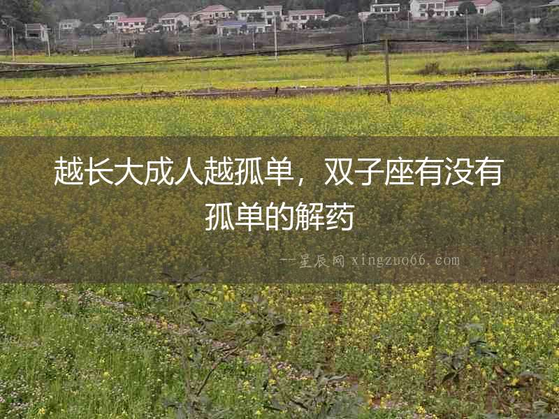 越長大成人越孤單，雙子座有沒有孤單的解藥