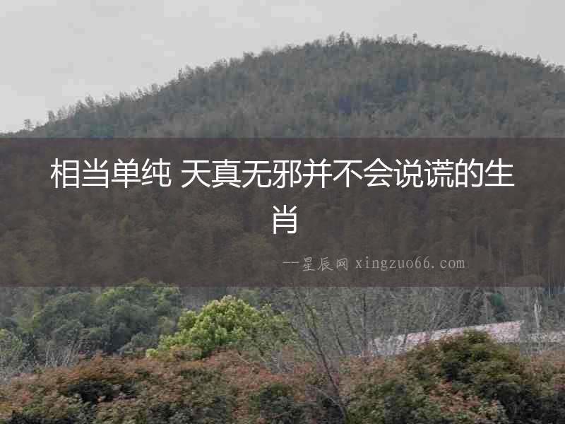 相當單純 天真無邪并不會說謊的生肖