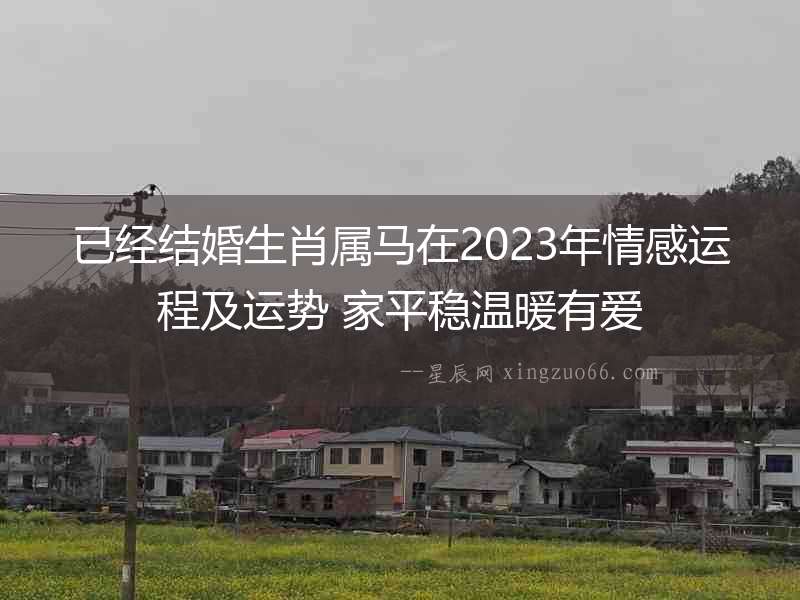 已經結婚生肖屬馬在2023年情感運程及運勢 家平穩溫暖有愛