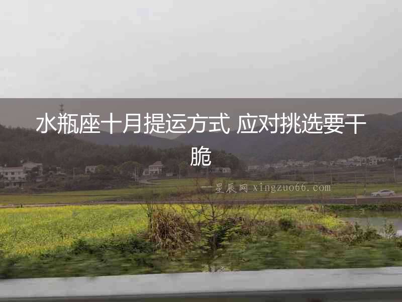 水瓶座十月提運(yùn)方式 應(yīng)對挑選要干脆