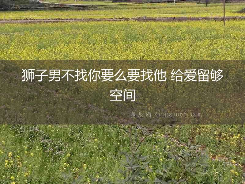 獅子男不找你要么要找他 給愛留夠空間
