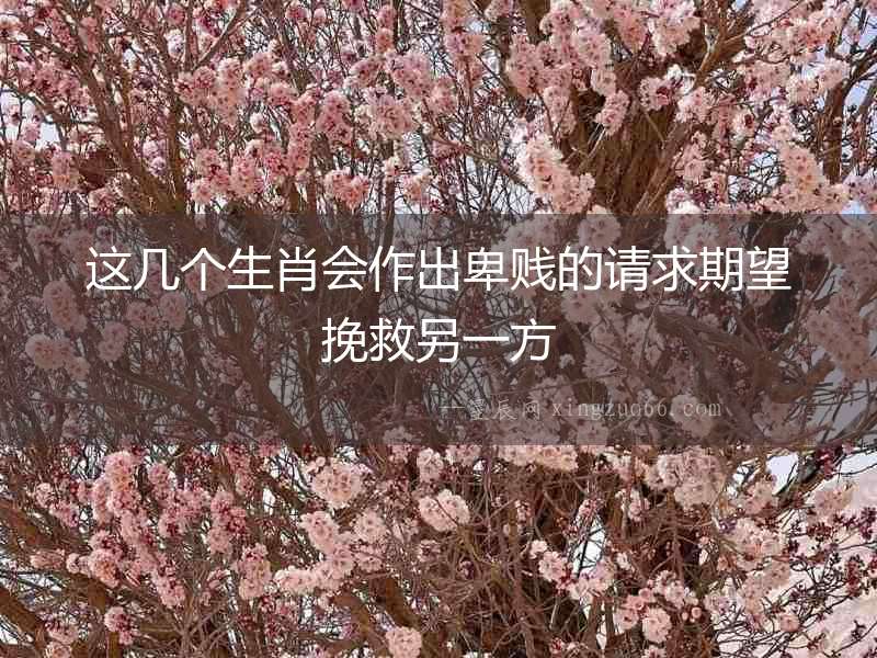 這幾個生肖會作出卑賤的請求期望挽救另一方