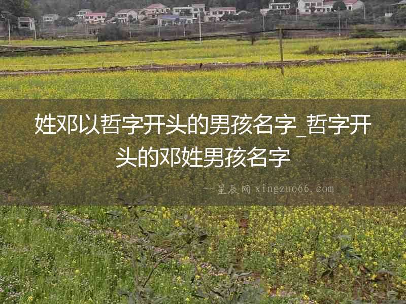 姓鄧以哲字開頭的男孩名字_哲字開頭的鄧姓男孩名字