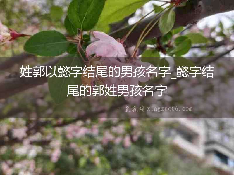 姓郭以懿字結尾的男孩名字_懿字結尾的郭姓男孩名字