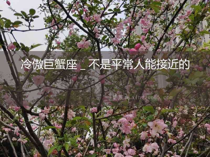 冷傲巨蟹座＿不是平常人能接近的