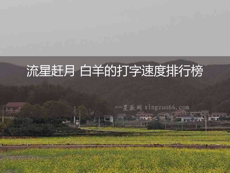 流星趕月 白羊的打字速度排行榜