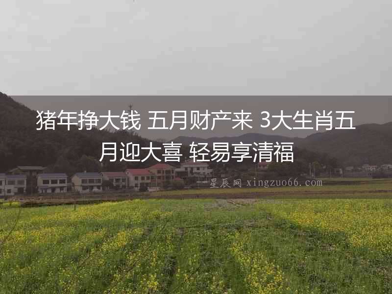 豬年掙大錢 五月財產來 3大生肖五月迎大喜 輕易享清福