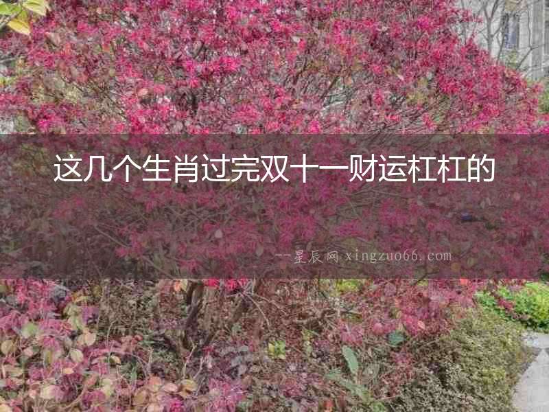 這幾個生肖過完雙十一財運杠杠的