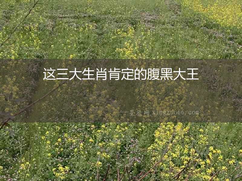 這三大生肖肯定的腹黑大王