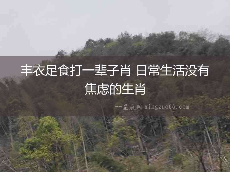 豐衣足食打一輩子肖 日常生活沒有焦慮的生肖