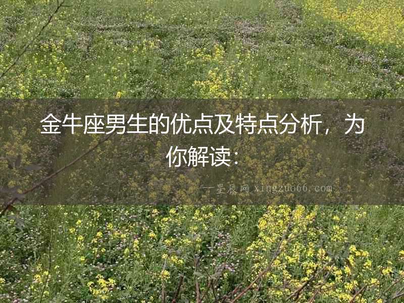 金牛座男生的優點及特點分析，為你解讀：