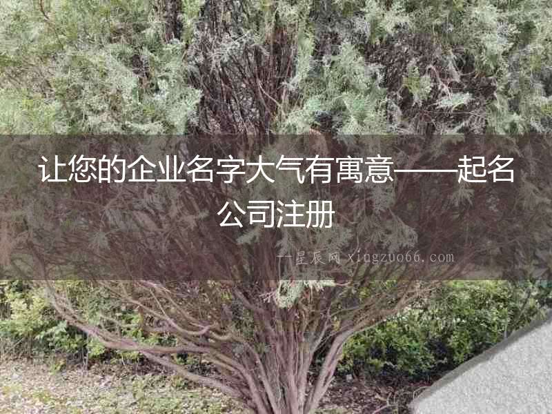 讓您的企業(yè)名字大氣有寓意——起名公司注冊(cè)
