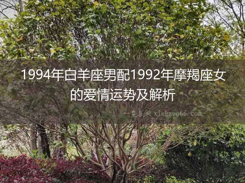 1994年白羊座男配1992年摩羯座女的愛情運(yùn)勢及解析