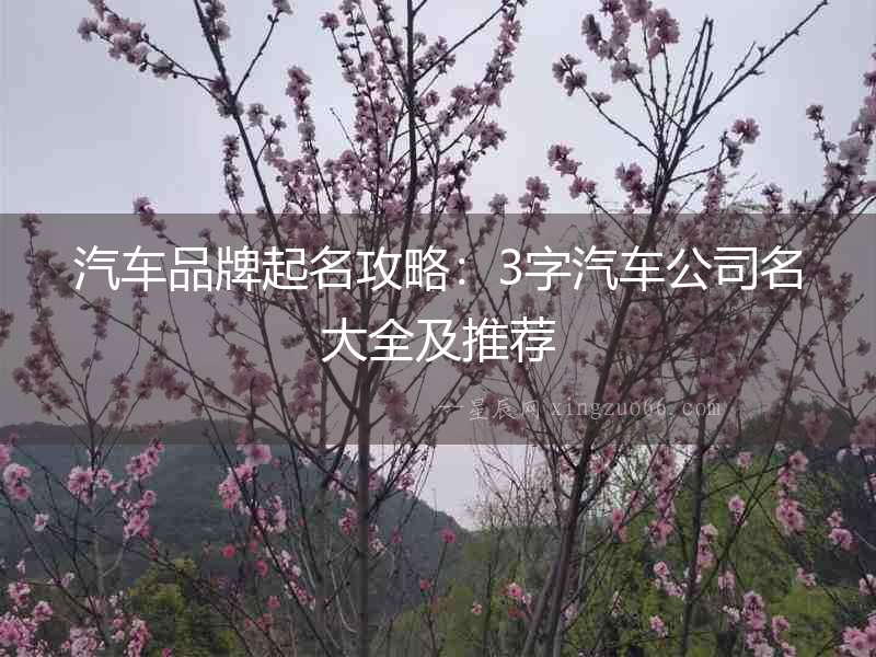 汽車(chē)品牌起名攻略：3字汽車(chē)公司名大全及推薦