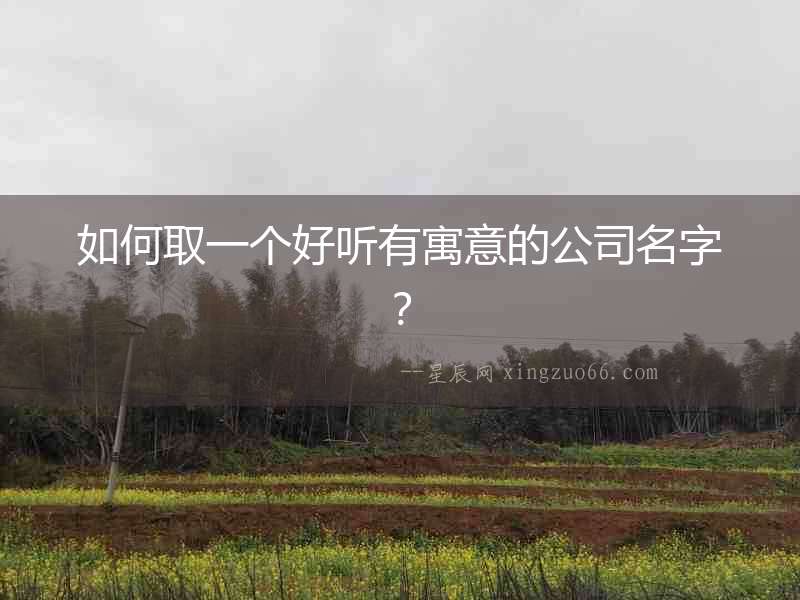 如何取一個好聽有寓意的公司名字？