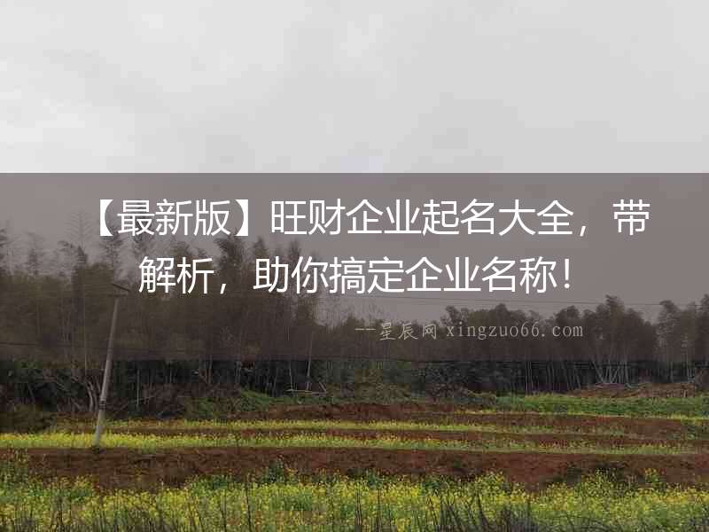 【最新版】旺財企業起名大全，帶解析，助你搞定企業名稱！