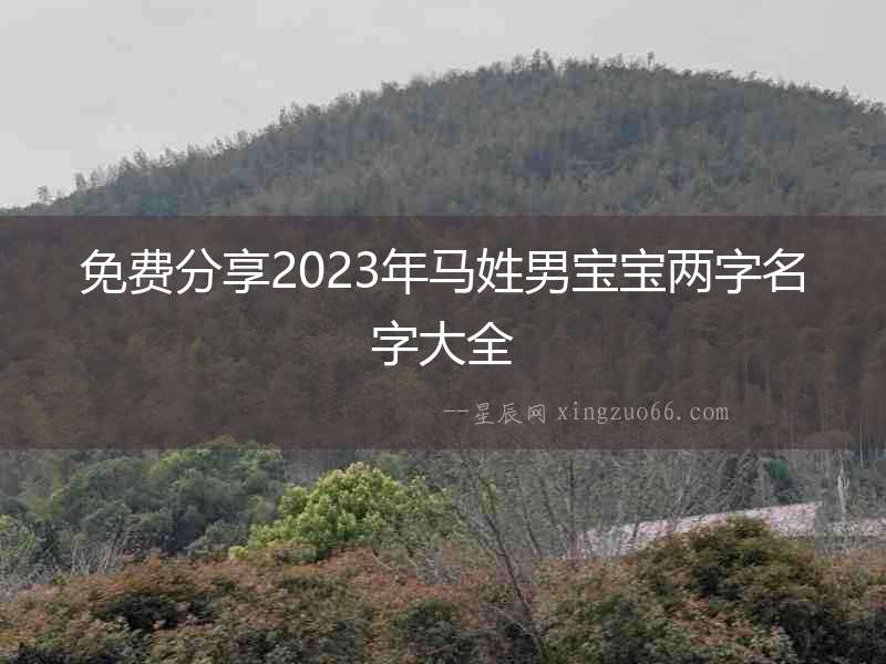 免費(fèi)分享2023年馬姓男寶寶兩字名字大全