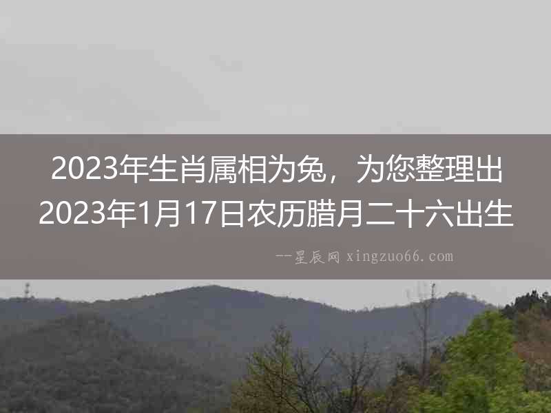 2023年生肖屬相為兔，為您整理出2023年1月17日農(nóng)歷臘月二十六出生寶寶起名大全