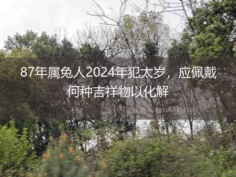 87年屬兔人2024年犯太歲，應佩戴何種吉祥物以化解