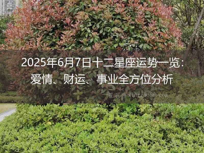 2025年6月7日十二星座運勢一覽：愛情、財運、事業全方位分析