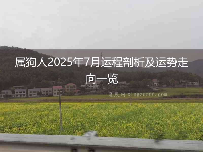 屬狗人2025年7月運程剖析及運勢走向一覽